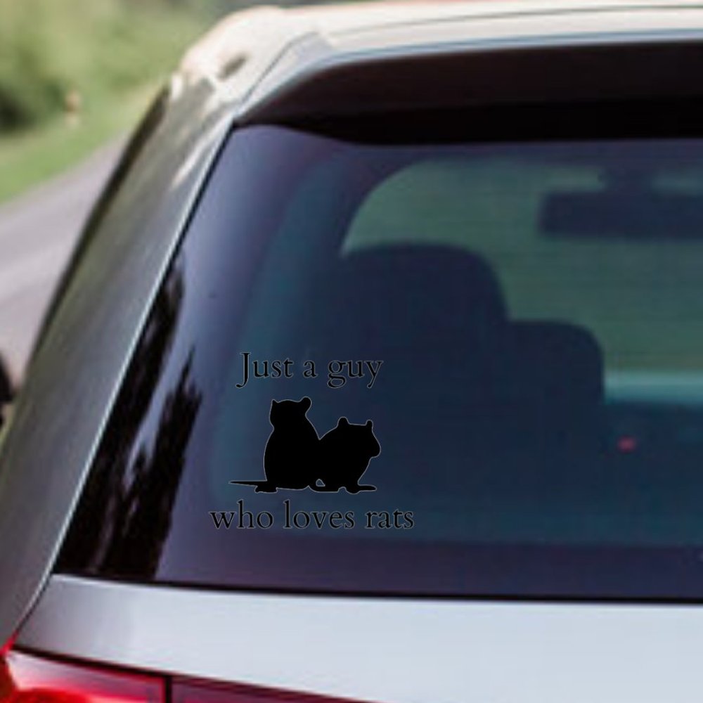 Just A Guy Who Loves Rats- Funny Rats Vinyl Decals Car, Laptop, Windows